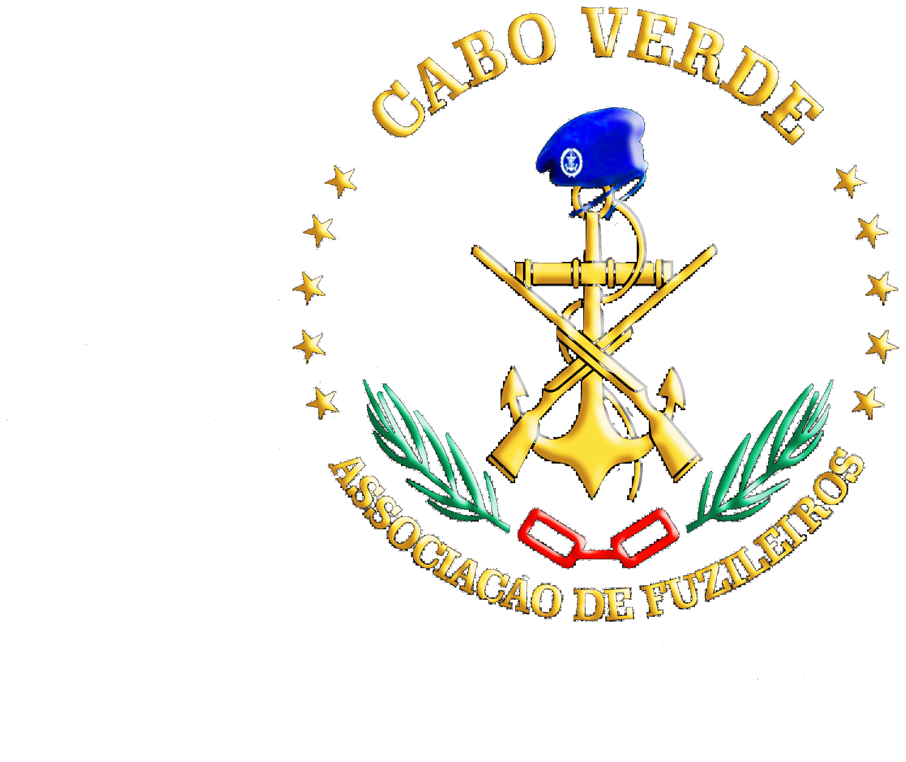 Logotipo dourado da Associação de Fuzileiros de Cabo Verde